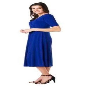 Womens MSK Blue Elbow Sleeve Midi Dress